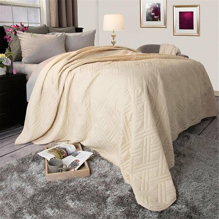 DAPHNES DINNETTE 65 x 86 in. Solid Color Bed Quilt Ivory - Twin Size DA3236296